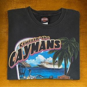 Vintage 2002 Cruizin’ The Grand Caymans Harley Davidson Tee Large